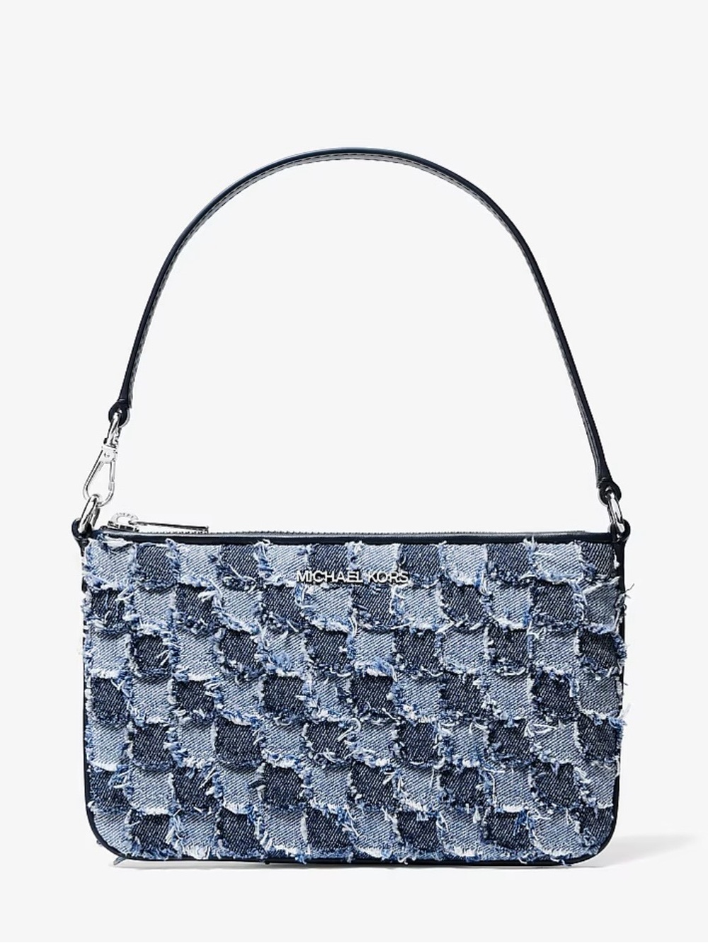 Michael Kors Blue Patchwork Denim Large Wristlet